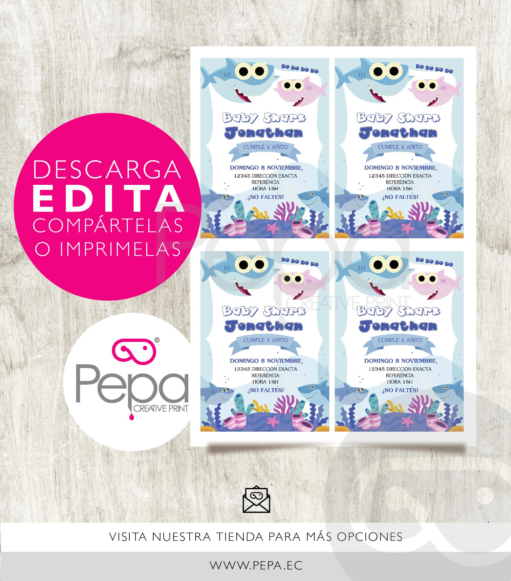 Invitación Baby Shark - Imagen 2