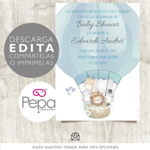 Invitación globo safari