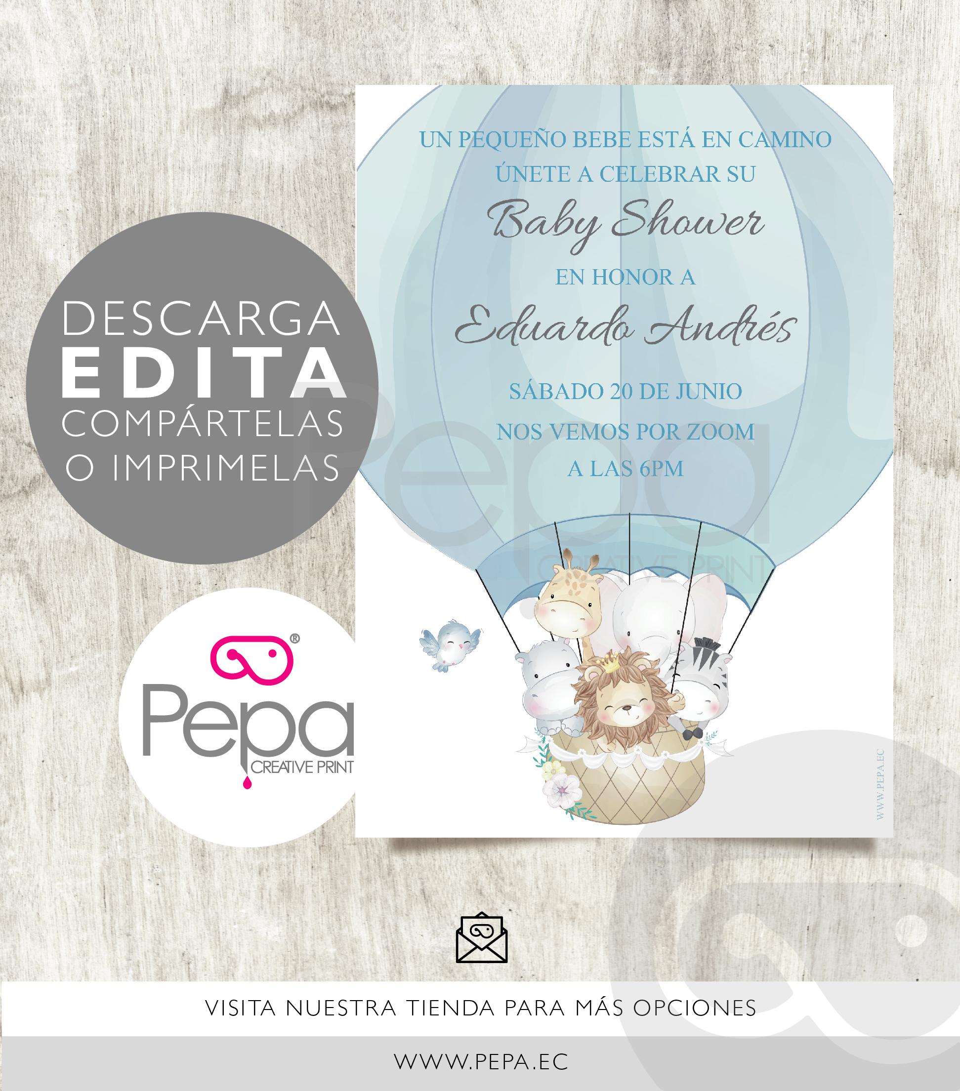 Invitación globo safari