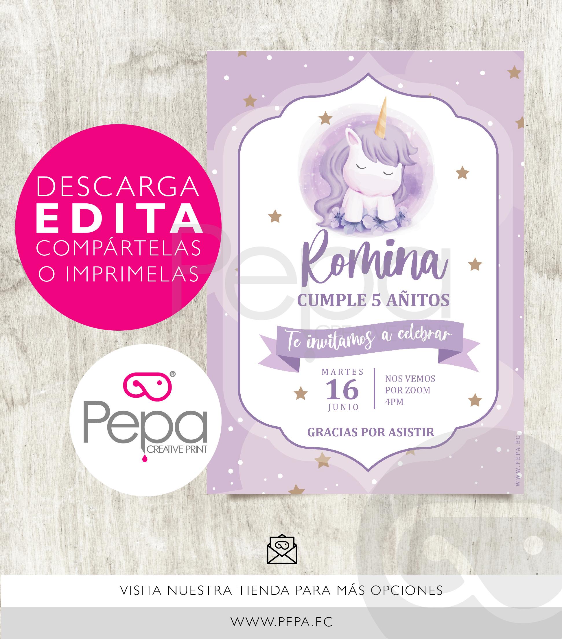 Invitación unicornio bebe