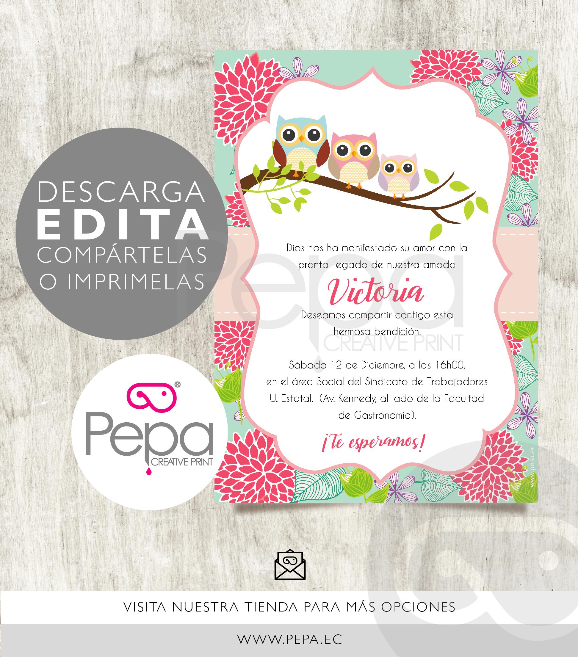 Invitación buho niña