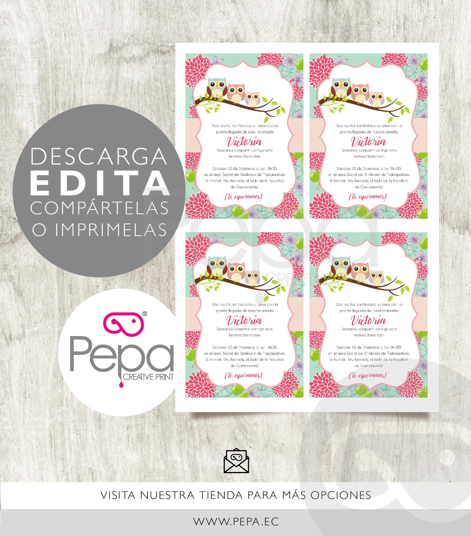 Invitación buho niña - Imagen 2