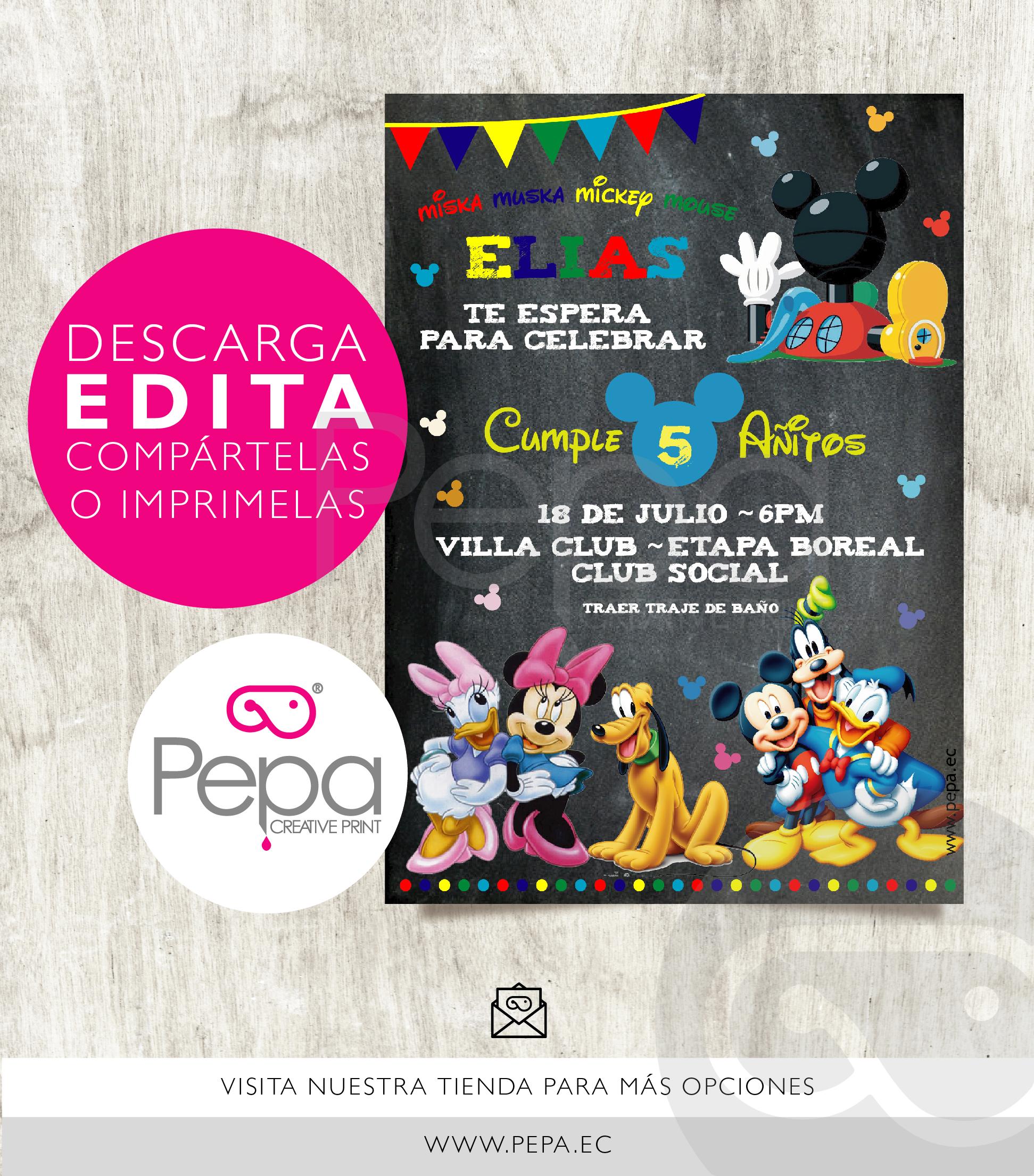 Invitación la casa de mickey mouse