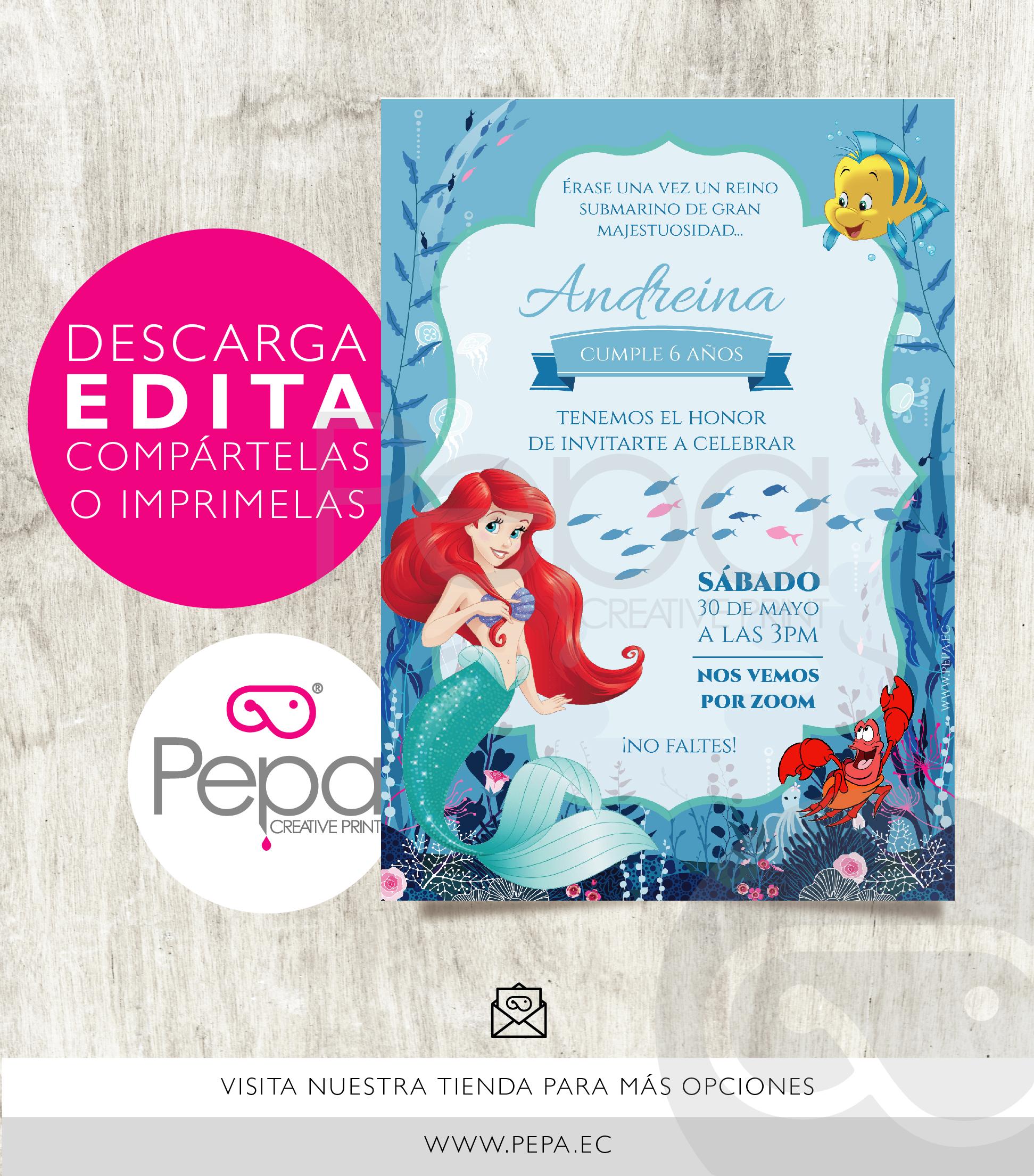 Invitación Princesa Ariel