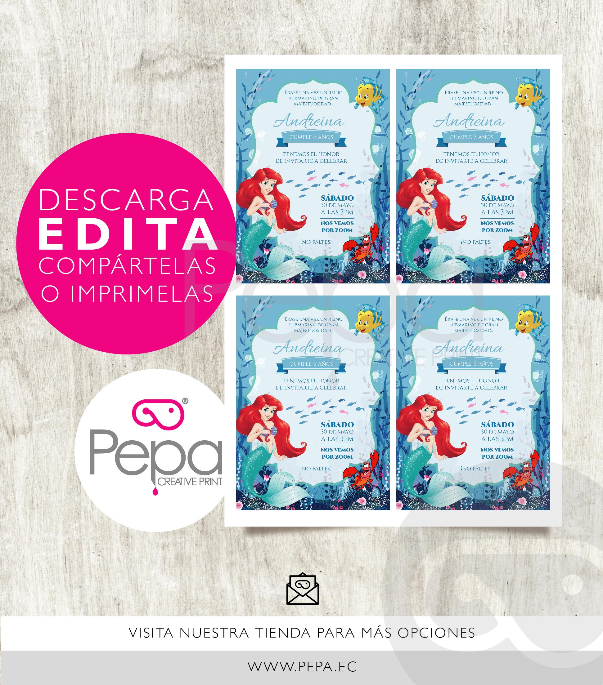 Invitación Princesa Ariel - Imagen 2