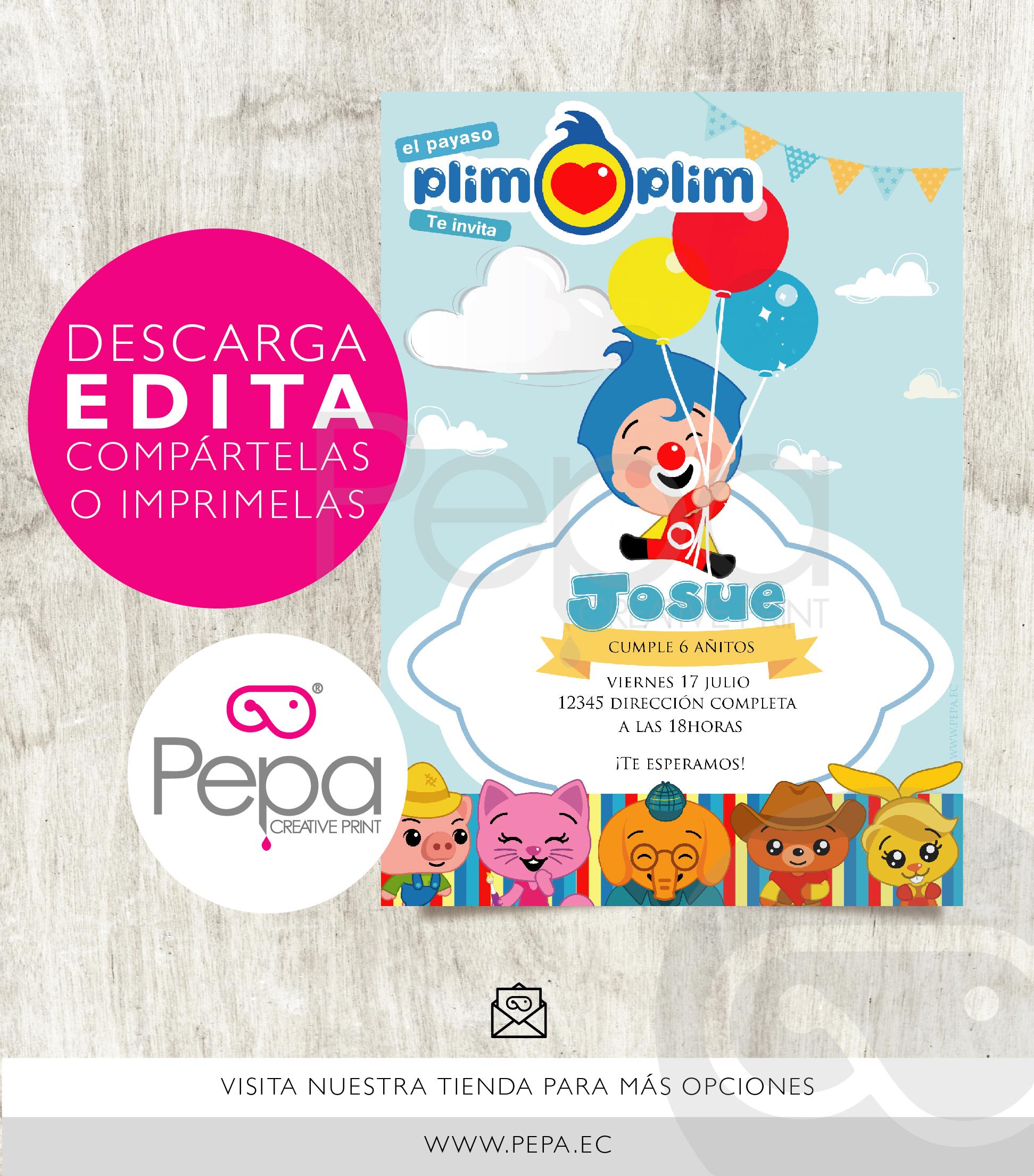 Invitación Payaso Plim Plim